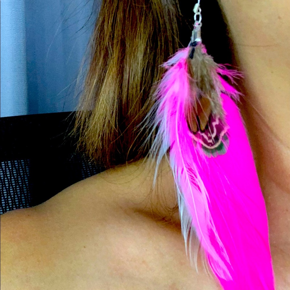 Feather Earrings handmade with real feathers. beautiful and Colorful.